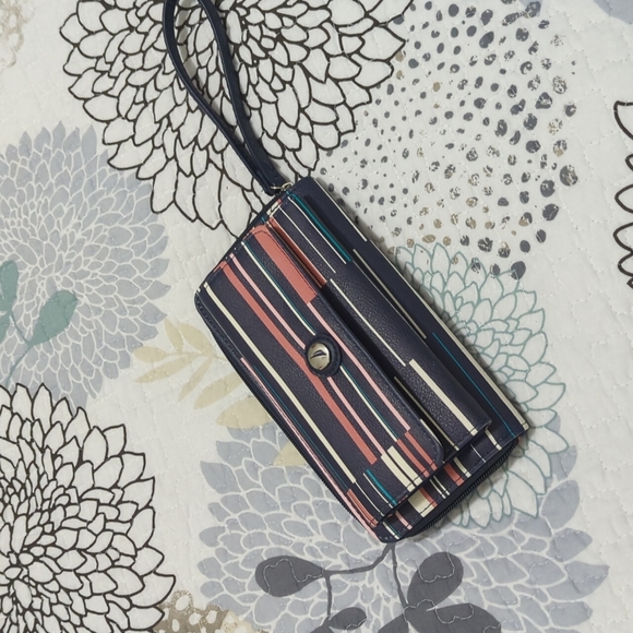 NAUTICA Brown ribbon stripe Money Manager clutch wallet like new (162) - Picture 11 of 13